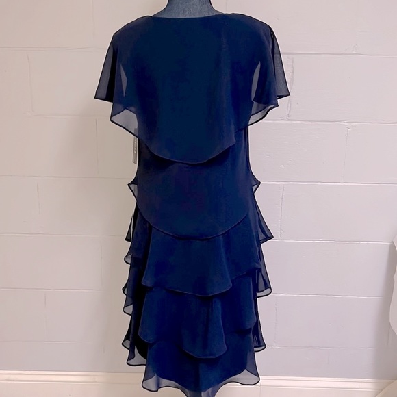 NWT SLNY navy ruffle dress - size 10 - Picture 3 of 13